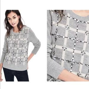 Plaid Embellished pullover sequins sweater